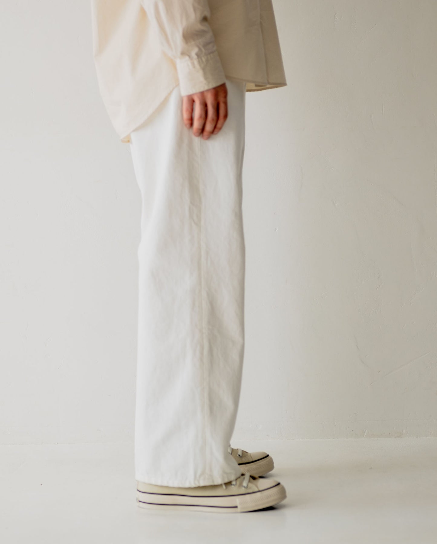 Organic Washed Wide Denim White